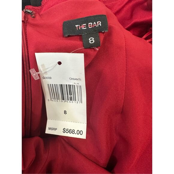 The Bar Grayson Rosette Halter Gown Chianti Size 8 $568 - Picture 10 of 10